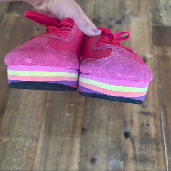 Pink Puma Platform Suede Sneakers with Rainbow 🌈 Soles - Picture 6 of 9